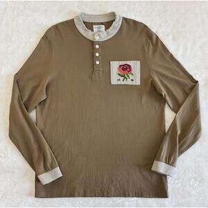NWOT Kent & Curwen David Beckham Men Size M Rugby Brown Cotton Long Sleeve Shirt